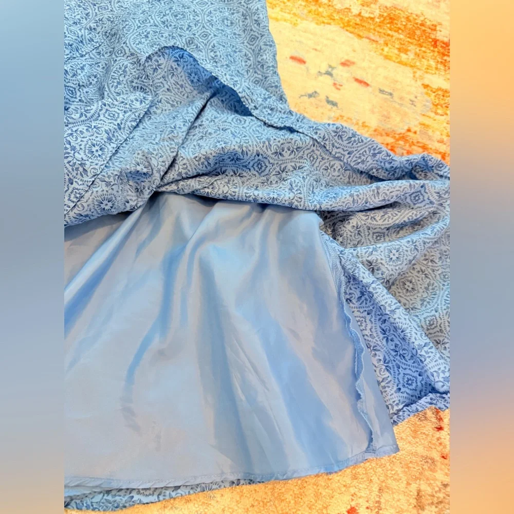 Y2K 100%cotton Charter Club Blue Patterned Women's lined midi Skirt‎ size6 - Picture 6 of 7
